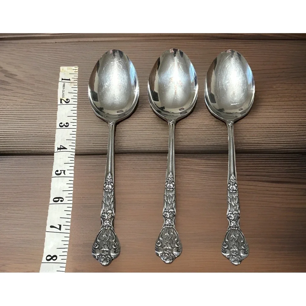 Vintage Versailles MSI Stainless Flatware Spoons MCM‎ Floral Lot Of 6
